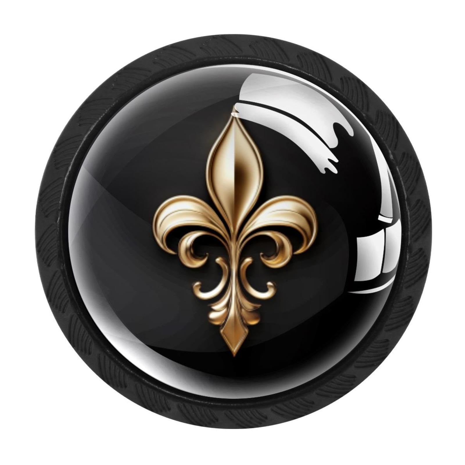 Chenzzzz Multicolored 04 4 Pack Cabinet Handles Black Fleur De Lis (6) Cabinet Knobs Draw