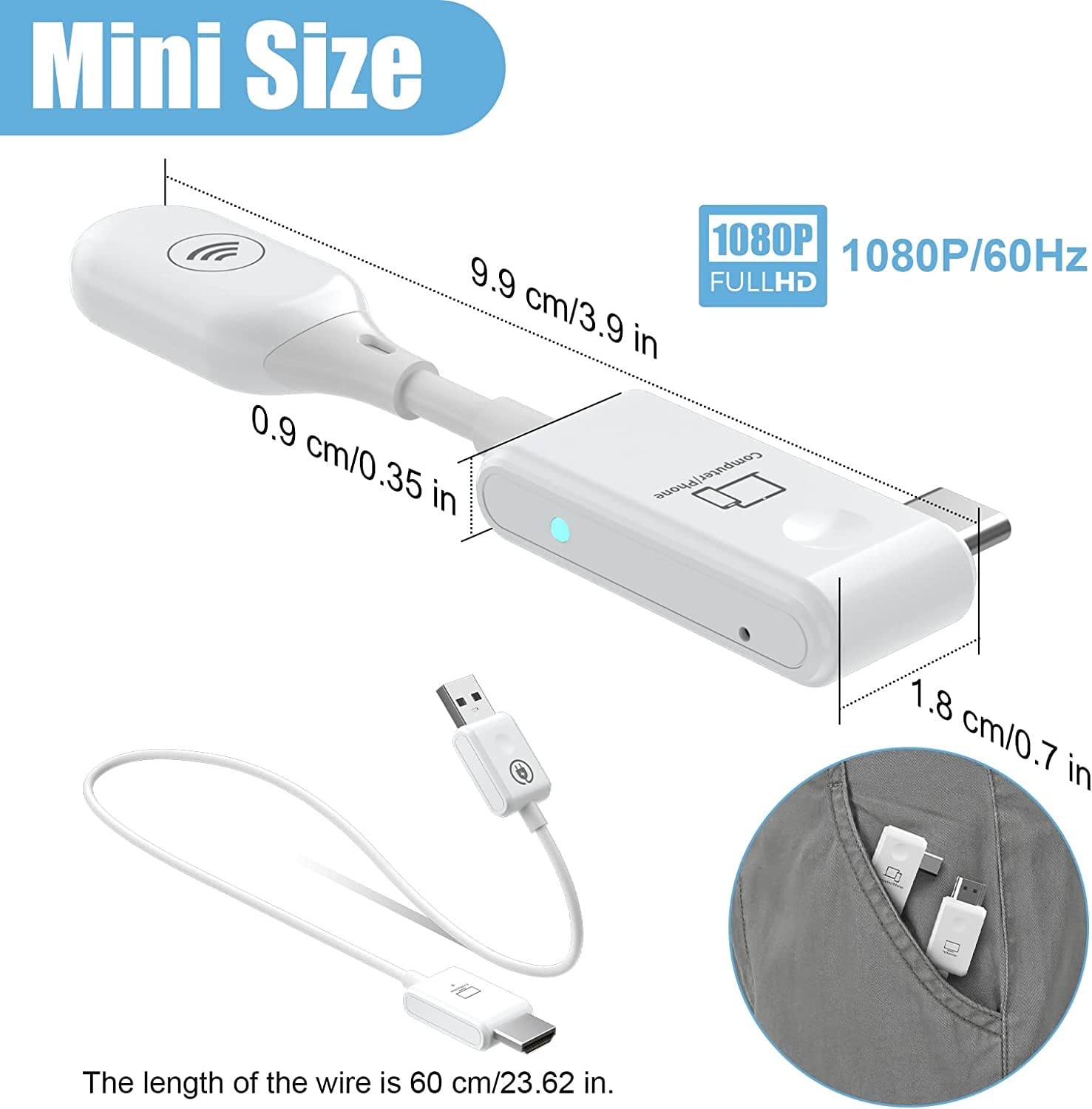Eppfun Trasmettitore/Ricevitore HDMI Wireless 1080P – Latenza 129ms, Portata 50m, Plug & Play