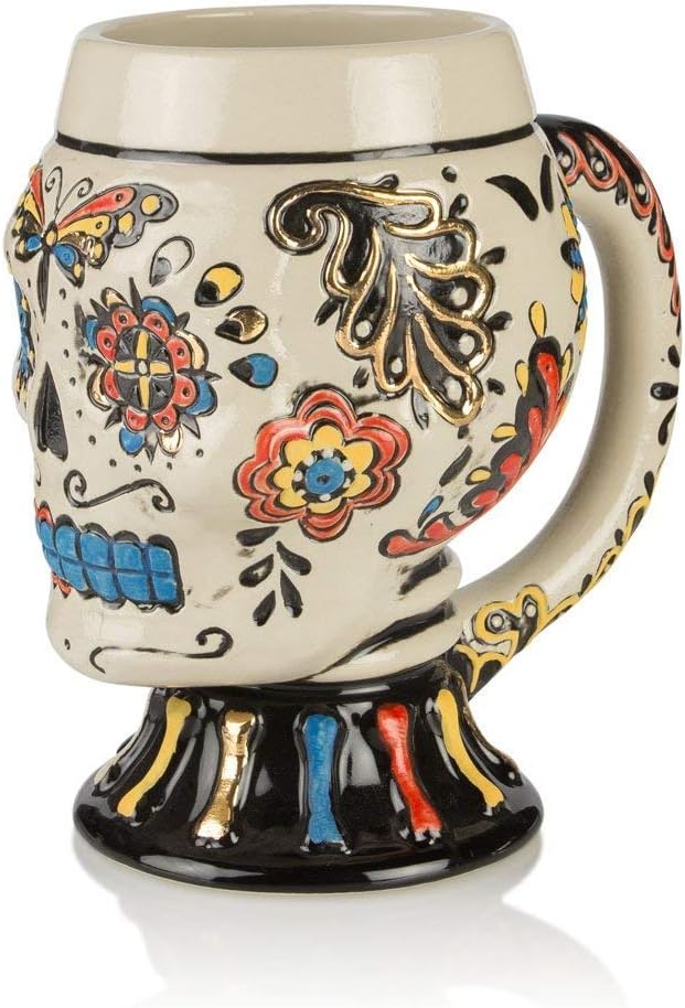 Day of the Dead DOD Sugar Skull Figural Shot Glass Mug Cup 3 oz