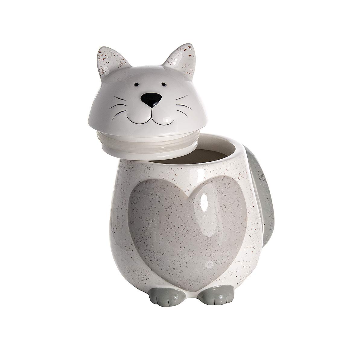 SPOTTED DOG GIFT COMPANY Słoik na ciasteczka, ceramiczna beczka na ciasteczka dla kota, słoik do przechowywania żywności, uroczy nowatorski pojemnik kuchenny z pokrywką, akcesoria kuchenne o tematyce