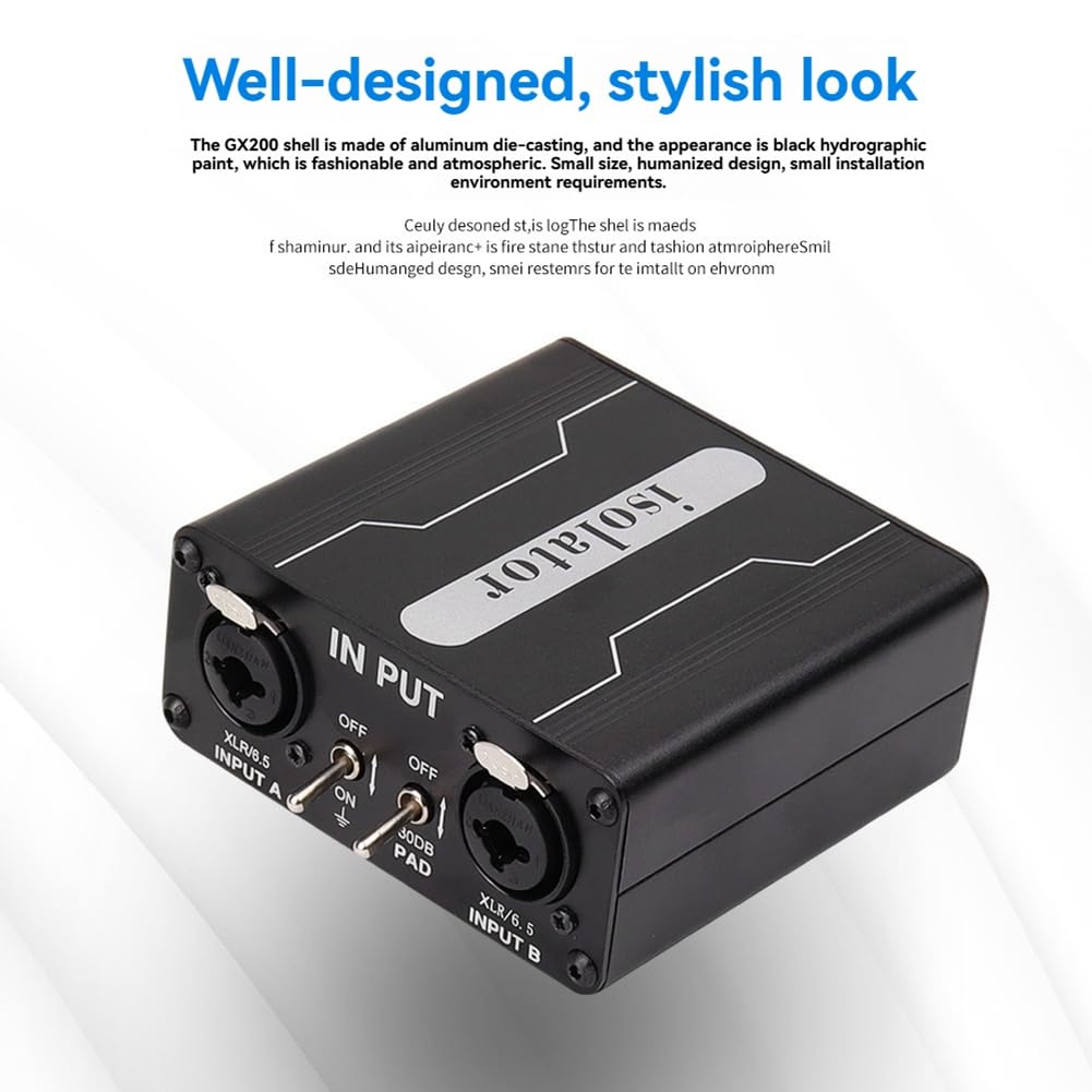 Mezclador XLR de Dos Canales 6.5, Aislador de Audio, Mezclador de Ruido de Sonido Actual, Micrófono, Filtro de Común.