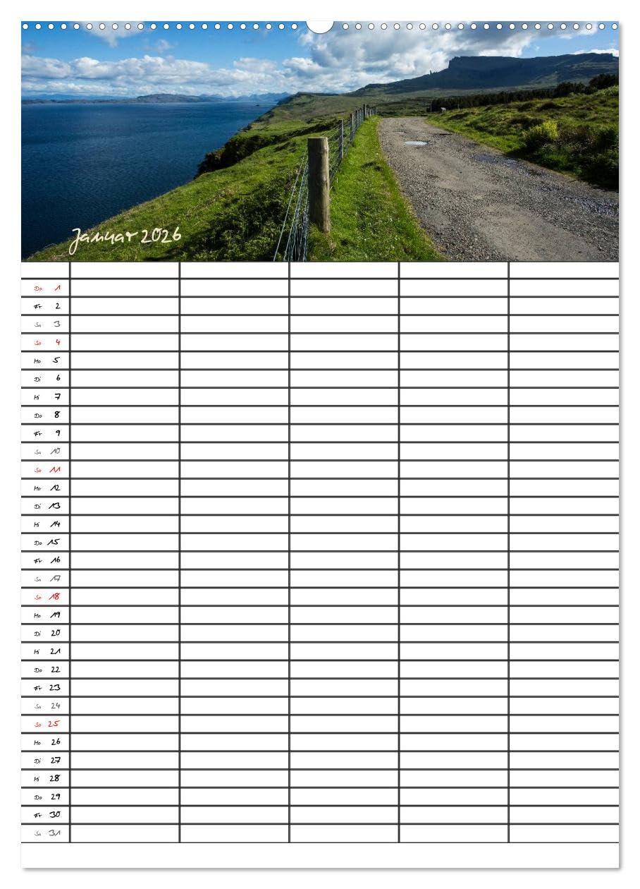 Isle of Skye - Schottlands Inseln - Familienplaner (hochwertiger Premium Wandkalender 2026 DIN A2 hoch), Kunstdruck in Hochglanz: Skye, die "Insel des ... zum Träumen und Genießen. (CALVENDO Orte)
