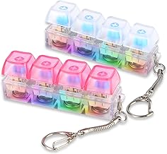 2Pcs Light Up Keyboard Fidget Toy, Funny Clicky Fidget Keyboard with Lamp, Portable Stress Relief Keyring Light-Up Clicker Stress Relief Gifts for Women Men Adults