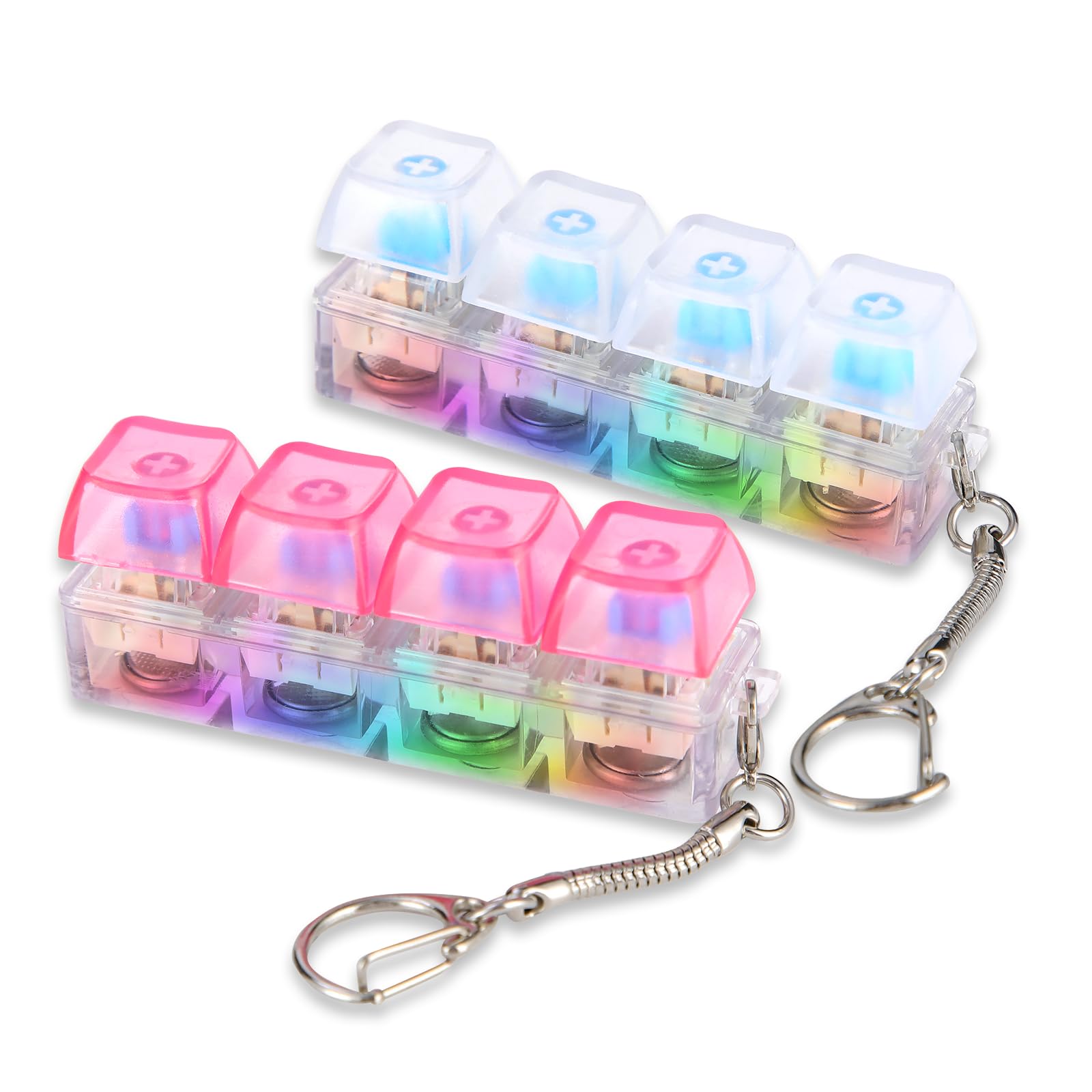 2Pcs Light Up Keyboard Fidget Toy, Funny Clicky Fidget Keyboard with Lamp,