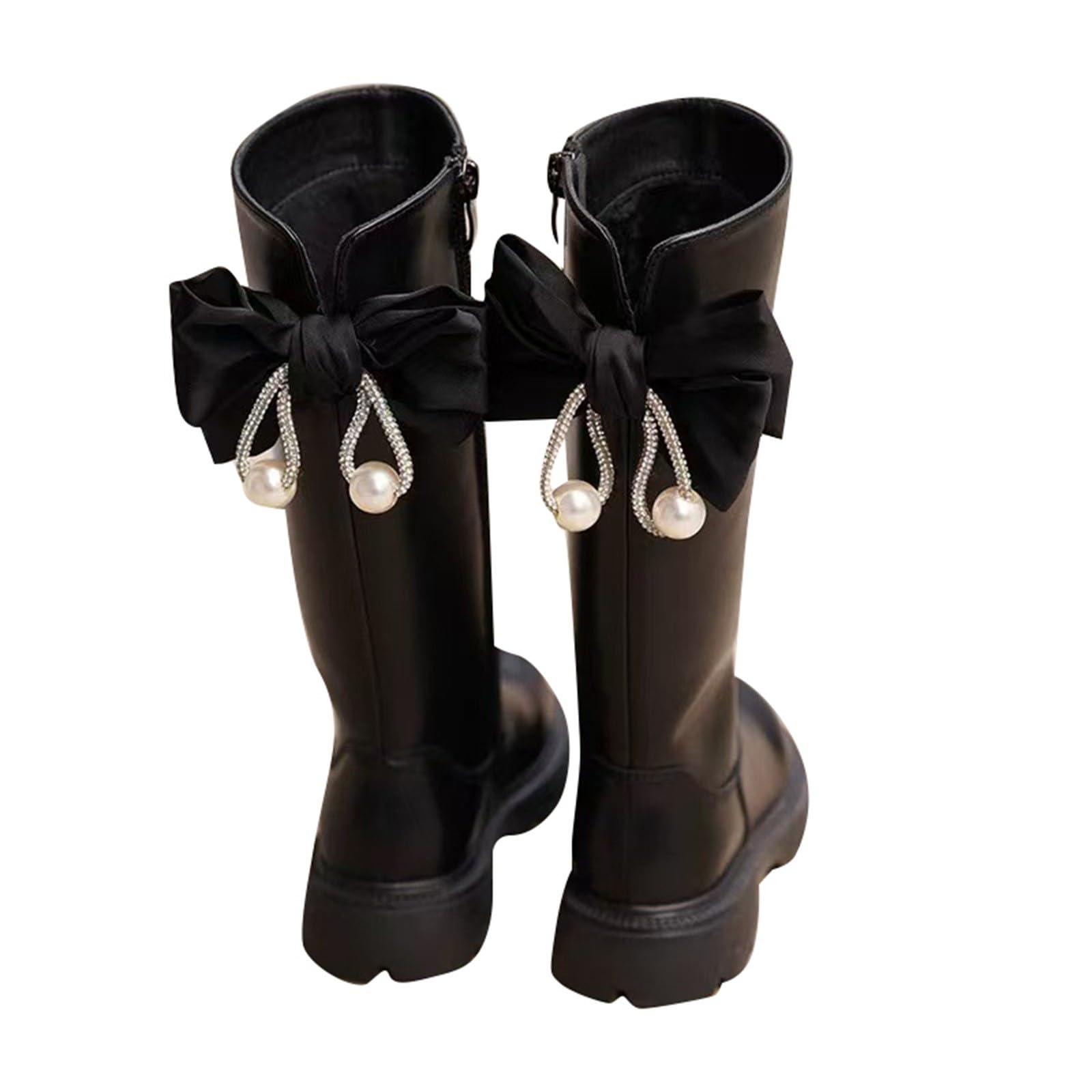 Stivali Bianchi Bambina,Eleganti Stivali Lunghi Per Ragazze Design Classico Britannico Con Fiocco Suola Morbida Comodi Stivali Da Equitazione Per Bambini Piccoli E Grandi Calzature Invernali Casual