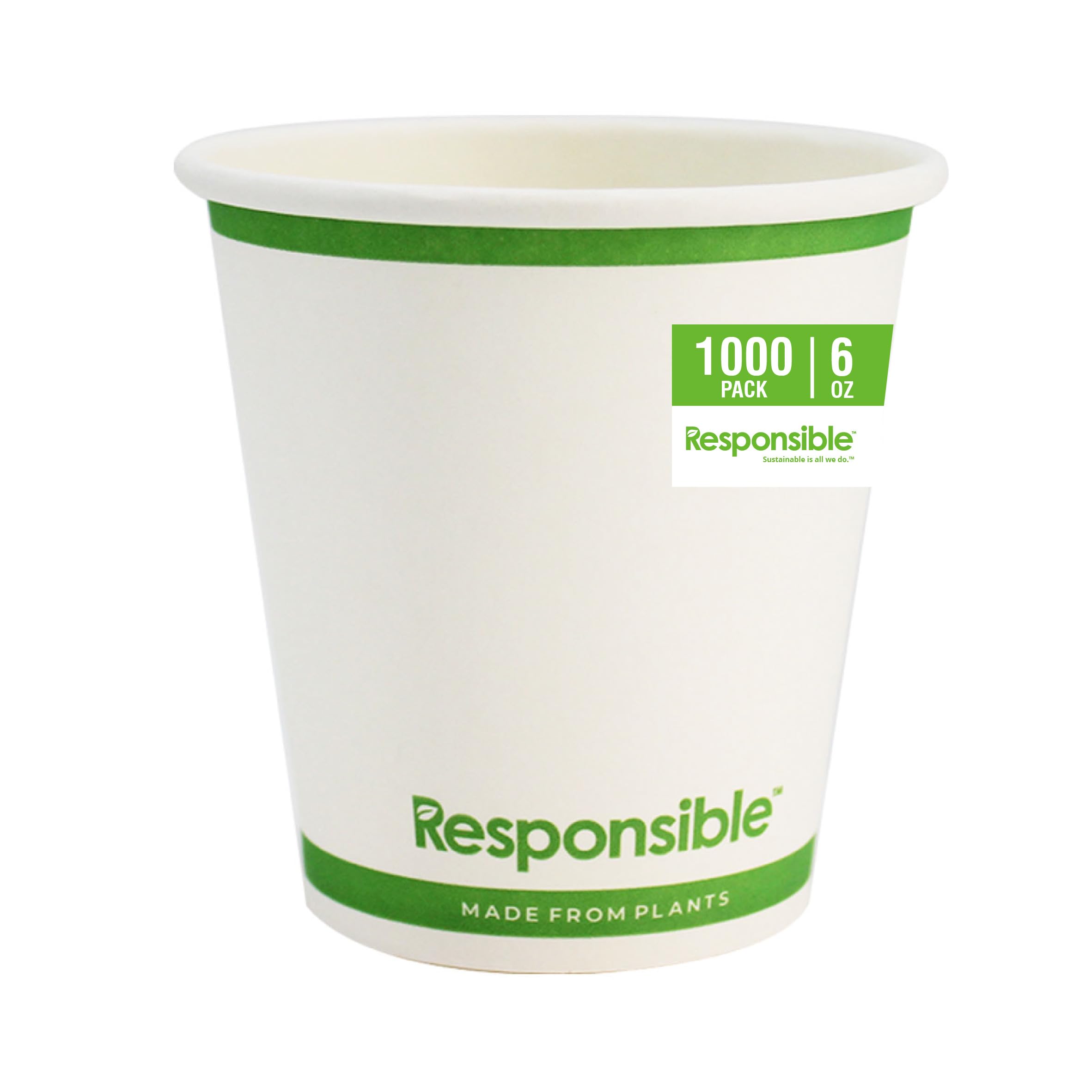 Responsible Products 6 oz (1000 Count) / Classic White / Casual Cups