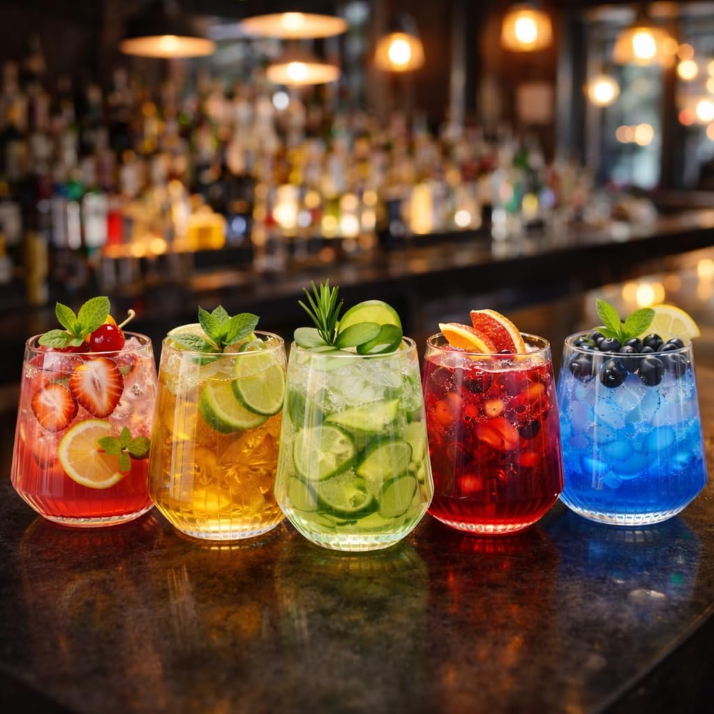 40 count 12 Ounce Ribbed Cups Origami Unbreakable Stemless Plastic Wine Champagne Whiskey Glasses Elegant Durable Disposable Indoor Outdoor Ideal for Home, Office, Bars, Wedding, Ripple (Clear) - Image 7