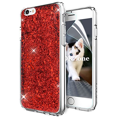 OKZone Cover iPhone 6S,Custodia iPhone 6 Custodia Lucciante con Brillantini Glitters Ultra Sottile Designer Case Cover per Apple iPhone 6 / iPhone 6S 4.7 Pollici (Rosso)