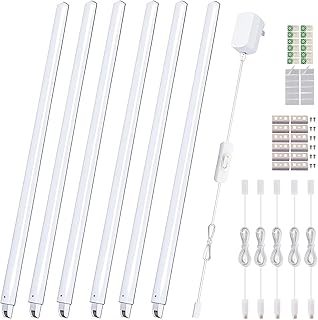 LED Under Cabinet Lighting 6pcs 31cm Seamlessly Linkable Strip Light Bars for Cabinet, Kitchen, Shelf, Workbench, Cupboard Lighting, 1200 Lumen (Warm White 3000K) - UK Plug