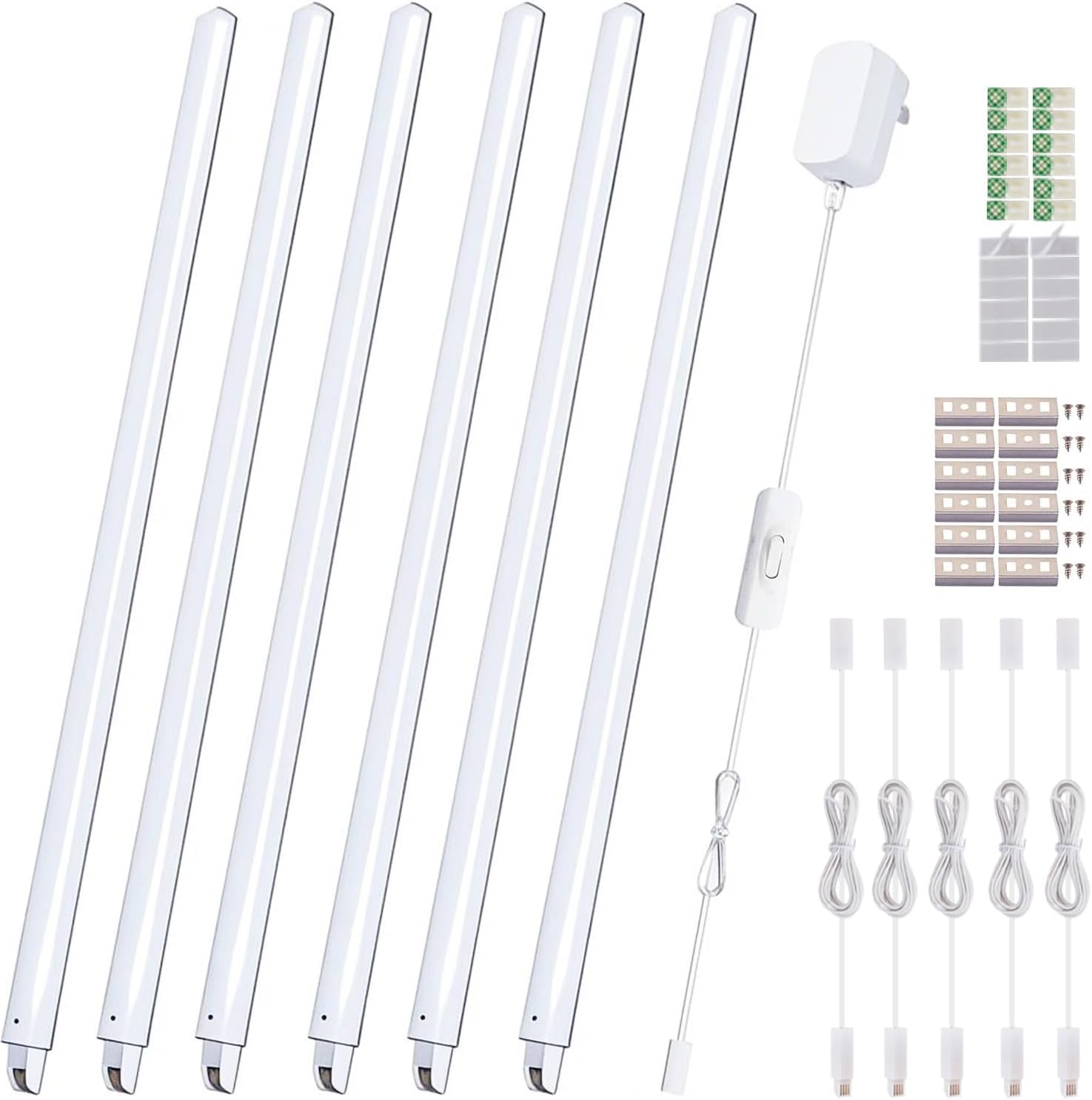 CefrankLED Under Cabinet Lighting 6pcs 31cm Seamlessly Linkable Strip Light Bars for Cabinet, Kitchen, Shelf, Workbench, Cupboard Lighting, 1200 Lumen (Warm White 3000K) - UK Plug
