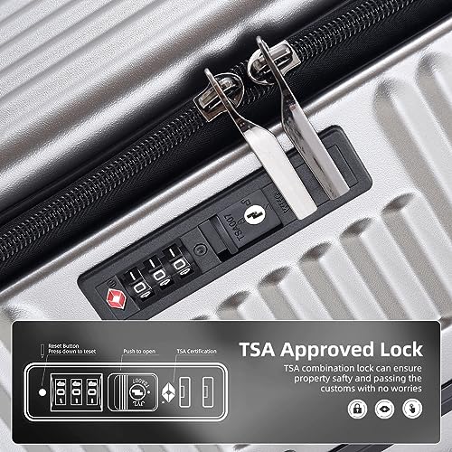 Image of Kaleenie 29 Inch Aluminum Checked Luggage with Side Opening Zipper, 40 * 37 * 77cm, 113L, Lightweight Hardshell ABS+PC Suitcase with TSA Lock, 360 Universal Wheels, Dark Gray