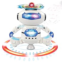 NHR 360 Degree Rotation Dancing Toy Robot with 3D Flash Lights and Music