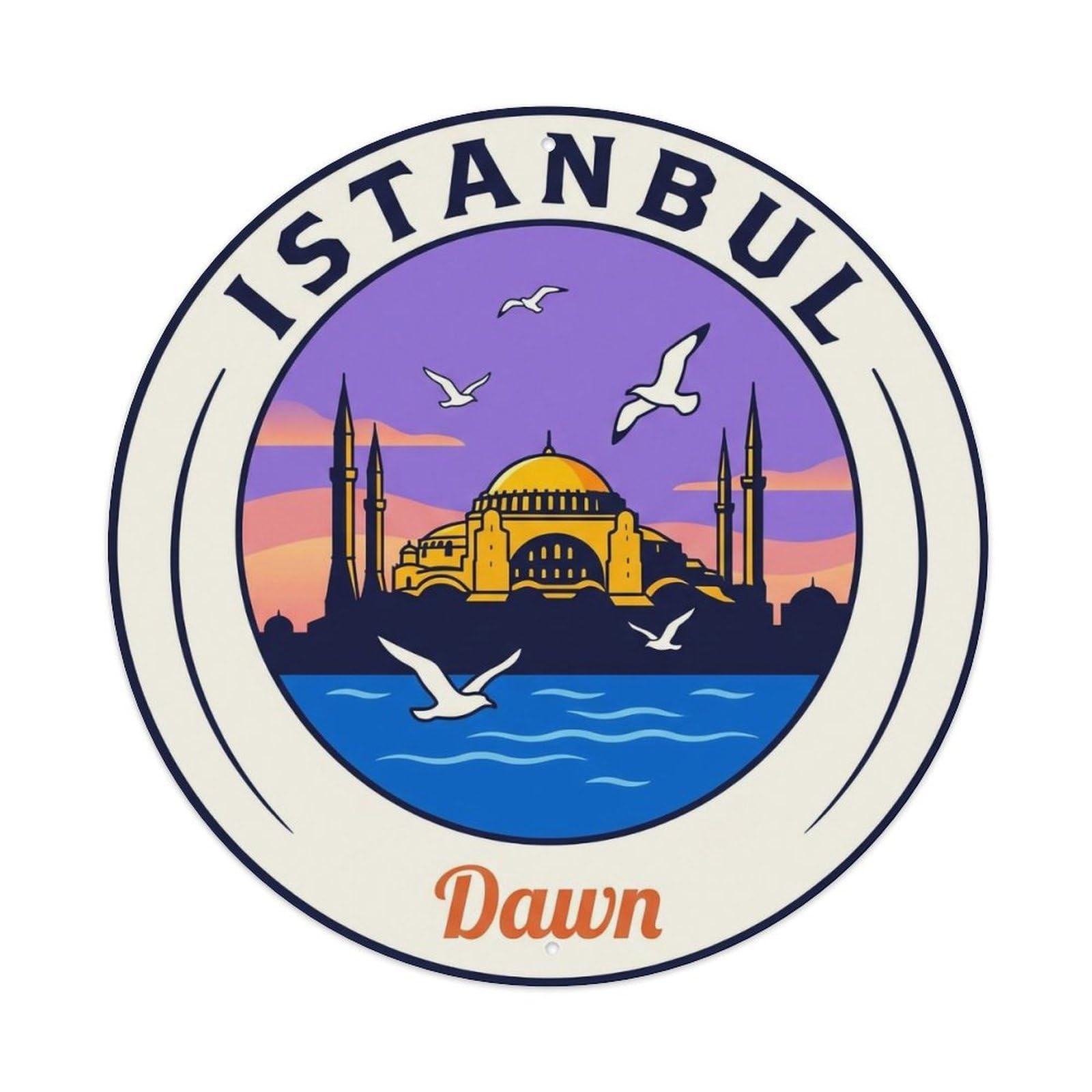 Este 8X8inch Style Vintage Travel Istanbul Turkey Dawn Metal Tin Sign