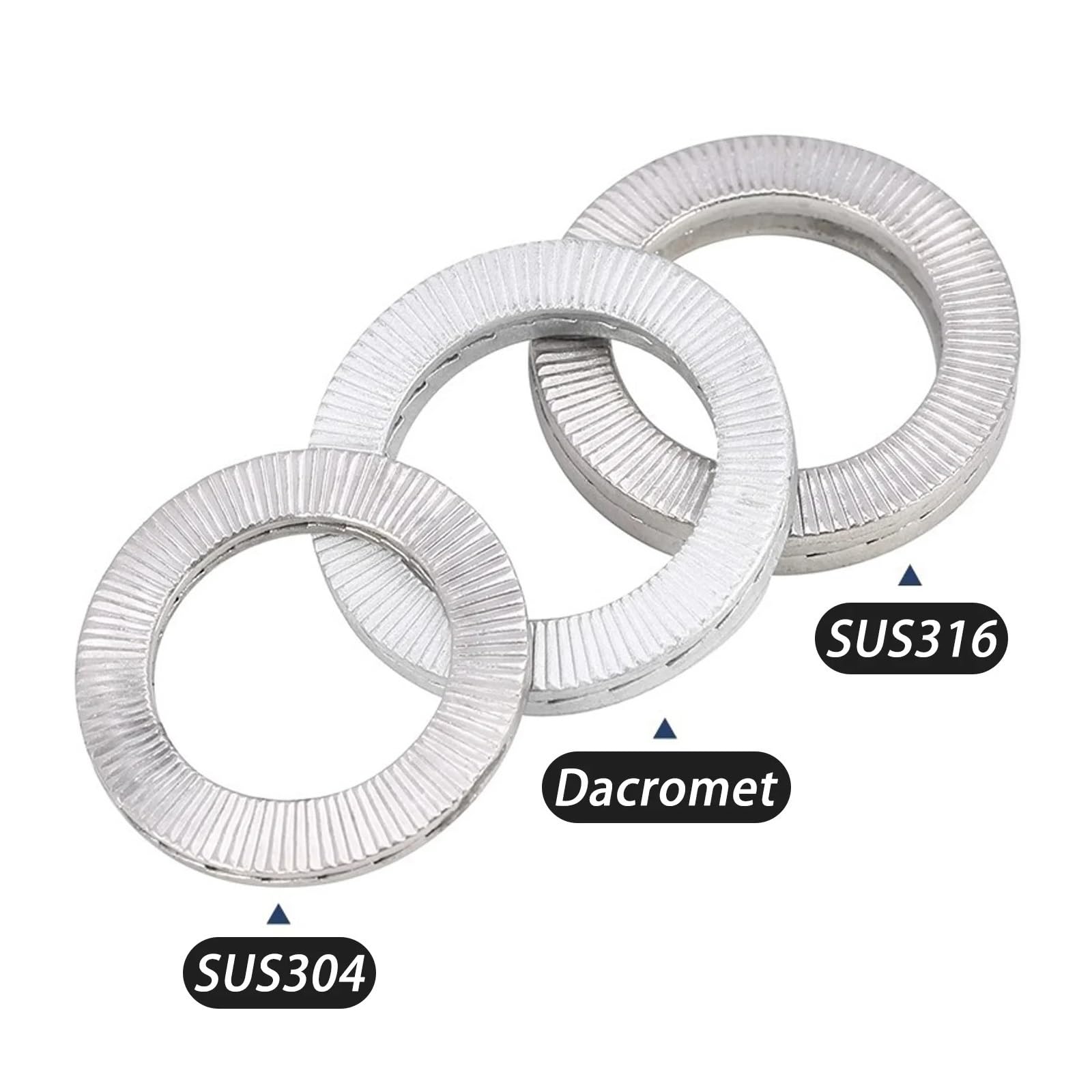 Rondelle plate Rondelles autobloquantes à Double pont en acier inoxydable 316/304, 2 à 20 pièces(316 S Steel,M12 x 10Pcs)