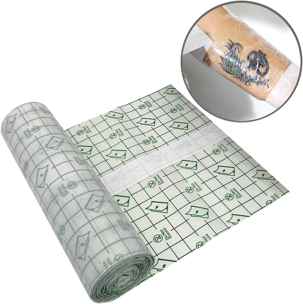 Tattoo Aftercare Adhesive Bandage/Tattoo Aftercare Skin Protective Antibacterial Waterproof Clear Film Bandage Roll 【6 inch Wide x 5.5 Yard Long】
