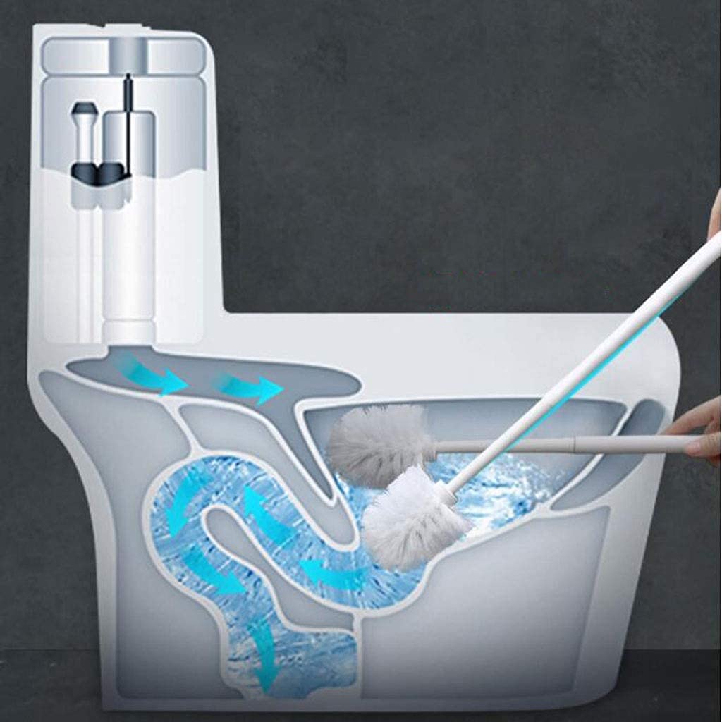 Escobilla WC Escobillas Y Soportes De Inodoro Blancos Juego De Escobillas De Plástico Montado En La Pared Escobilla De Baño WC Escobilla De Inodoro Mango Largo Escobilla De Baño Escobilla de Baño (Co