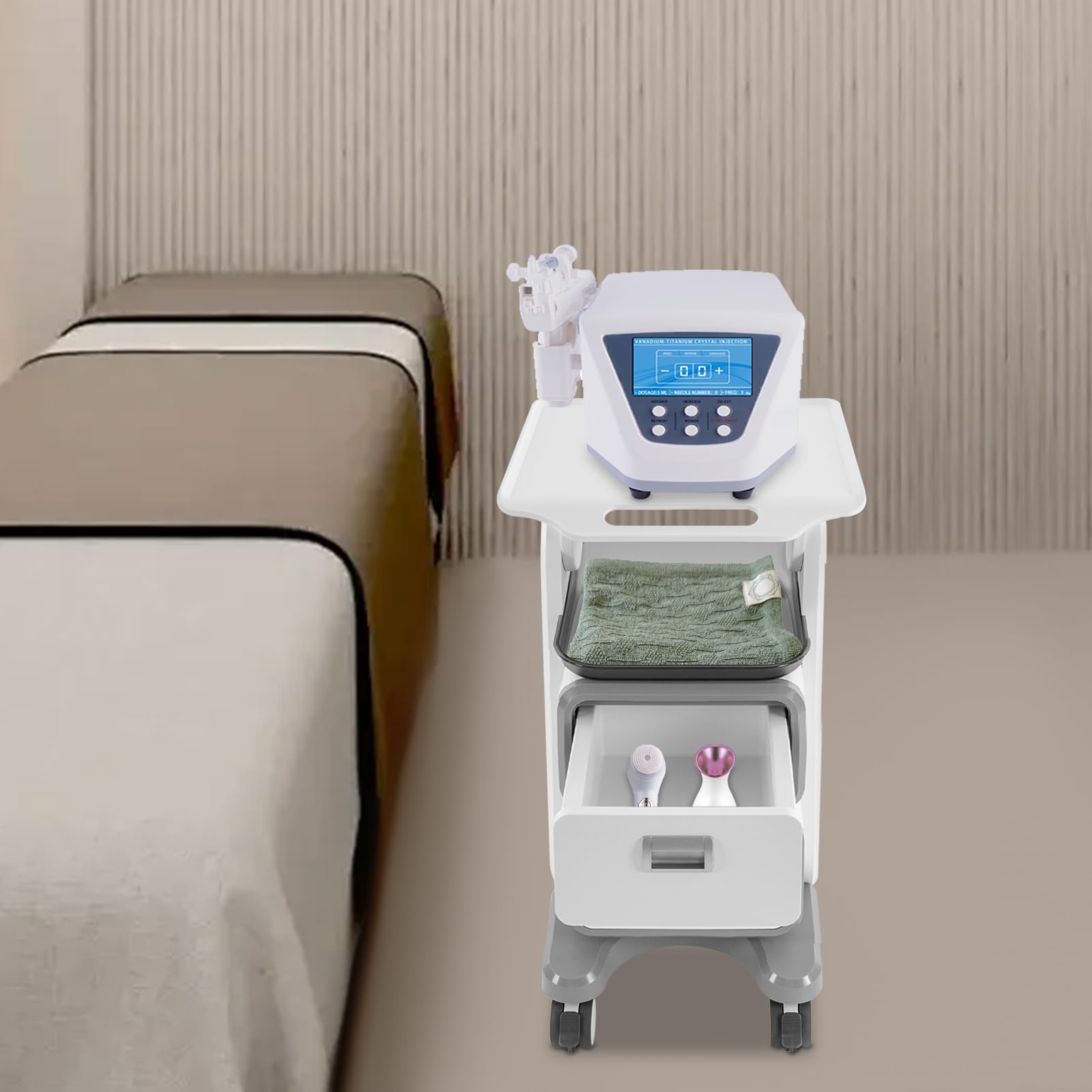 Medizinischer Wagen mit Schubladen, Kosmetikwagen, Medizinisch mit 4 Universelle Geräuscharme Räder, Medizinisch-dentaler Laborwagen, Gerätewagen mit Ablagefach