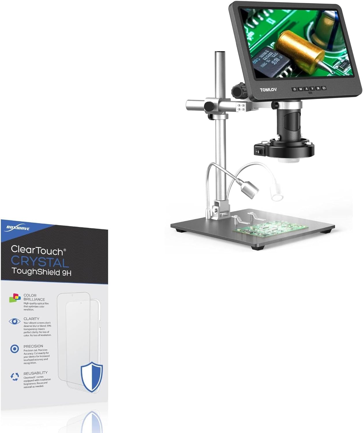 BoxWave Screen Protector Compatible with TOMLOV DM602 Pro Digital Microscope - ClearTouch Crystal ToughShield 9H (2-Pack), Clear 9H Tough Flexible Film Screen Protector