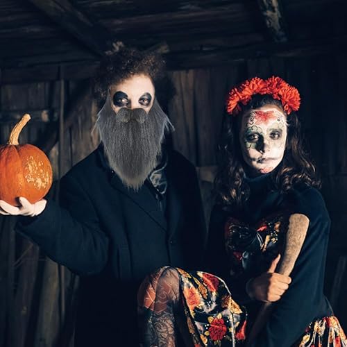 Miniatura 3 de 4 piezas de barba falsa de Halloween barba falsa bigote falso bigote falso para adultos niños disfraces suministros de fiesta de Halloween