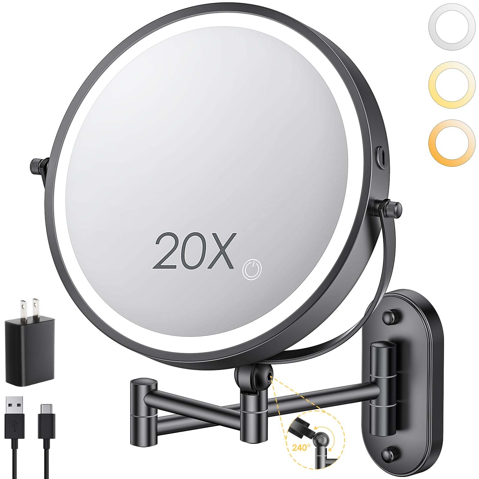 ZLOKLA 9 inch Wall Mounted Makeup Mirror