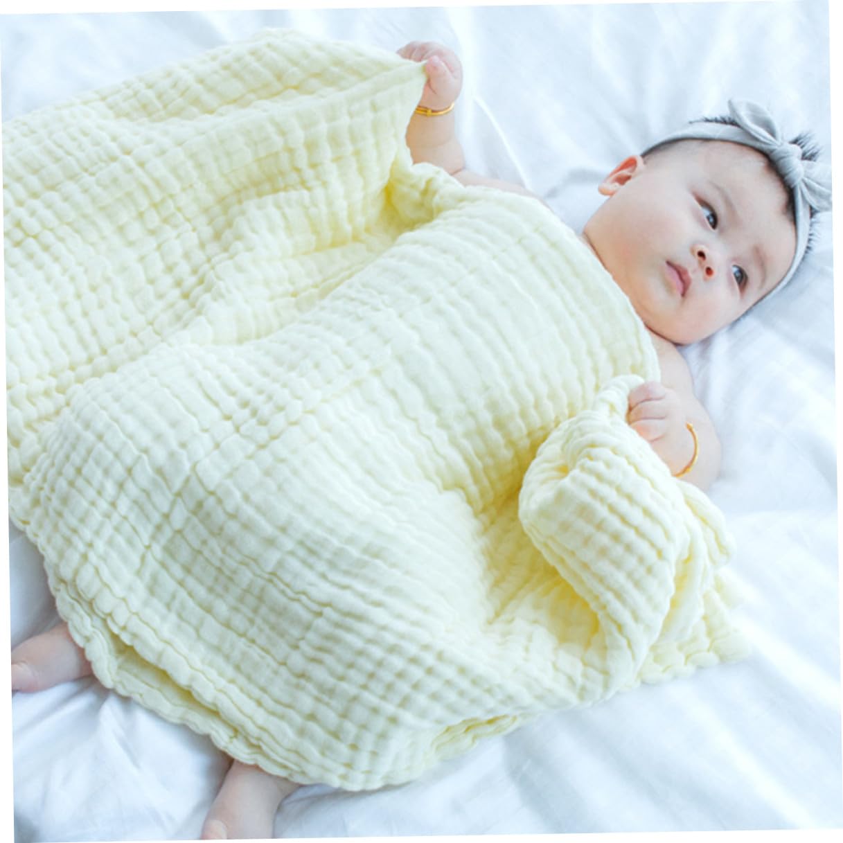 HANABASS Puckdecken für Komfort und Wärme 3 Stück aus Reiner Baumwolle Atmungsaktive Unisex Babydecken Geeignet für Indoor und Outdoor Nutzung