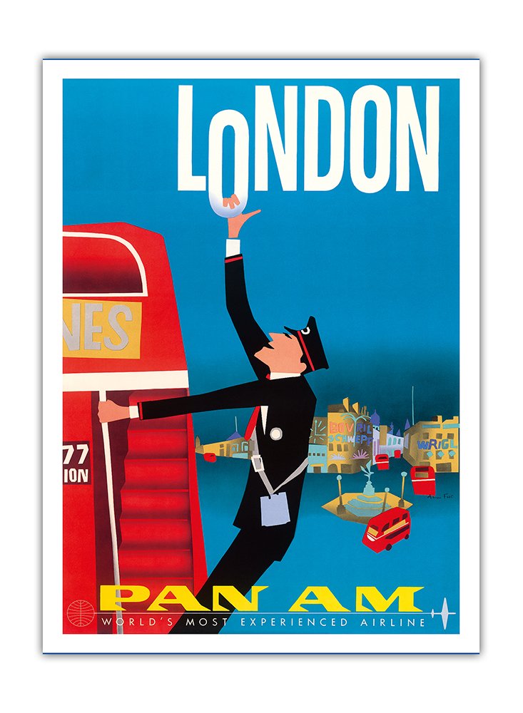 Affiche Londres Pan Am d'Aaron Fine imprimée sur papier bambou 31x41cm