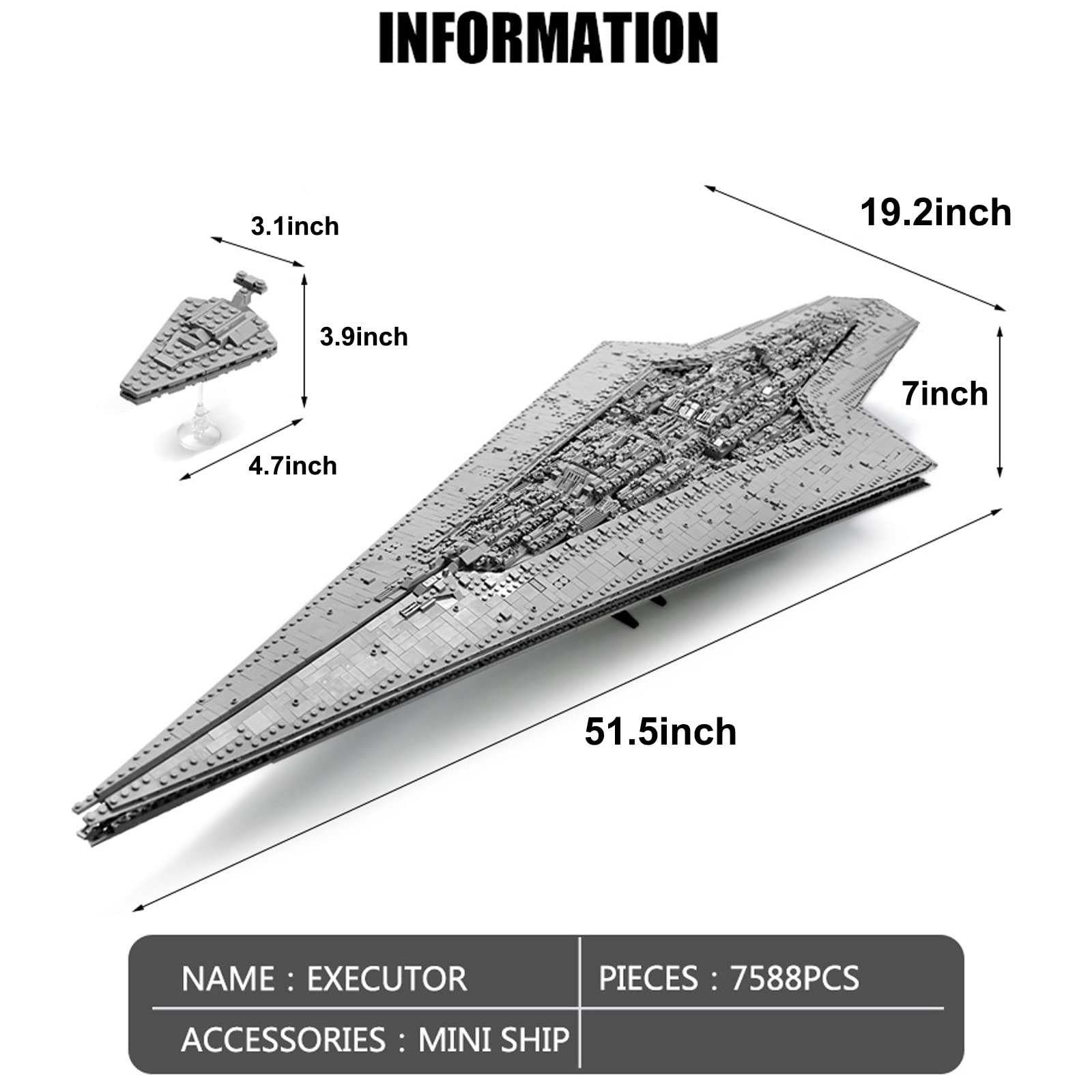 Mould King 13134 Super Star Destroyer Model Ship, Executor Star