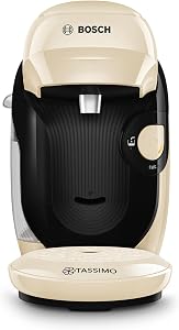 Bosch – Cafetera multibebida Tassimo Happy Friendly, Hasta 70 bebidas, OneTouch, Preparación individual, Diseño compacto, Intellibrew, Crema, TAS117E