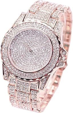 Luxury Women Watch Bling Bling Fashion Jewelry Crystal Diamond Rhinestone Ladies Watches Steel Band Round Dial Analog Clock Classic Quartz Female Charm Bracelet Dress Wristwatches