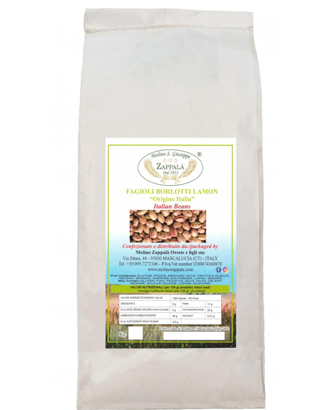 25 Kg Fagioli Borlotti Lamon "Origine Italia"