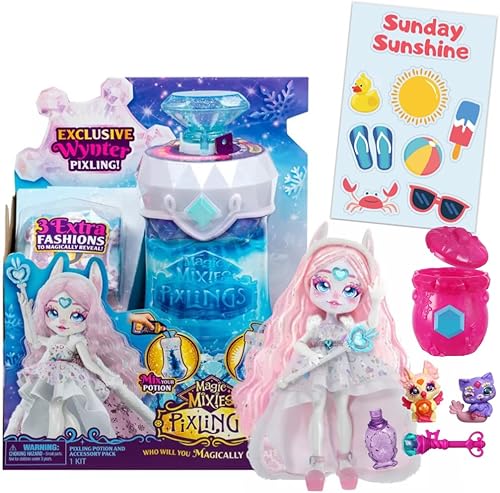 Sunday Sunshine Magic Mixies exclusivo Pixling - Wynter The Bunny! Incluye hoja + 3 etiquetas de moda mágicas adicionales y mezcla especial Magic
