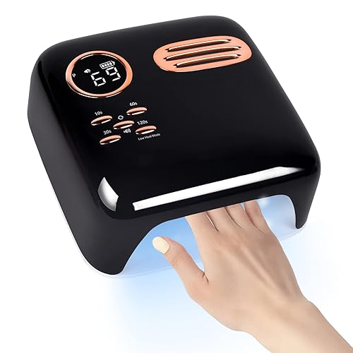 Miniatura 5 de Lámpara de uñas LED UV, luz LED inalámbrica de 72 W para uñas de gel, lámpara LED de secado de uñas de gel de 15600 mAh con 4 modos de temporizador
