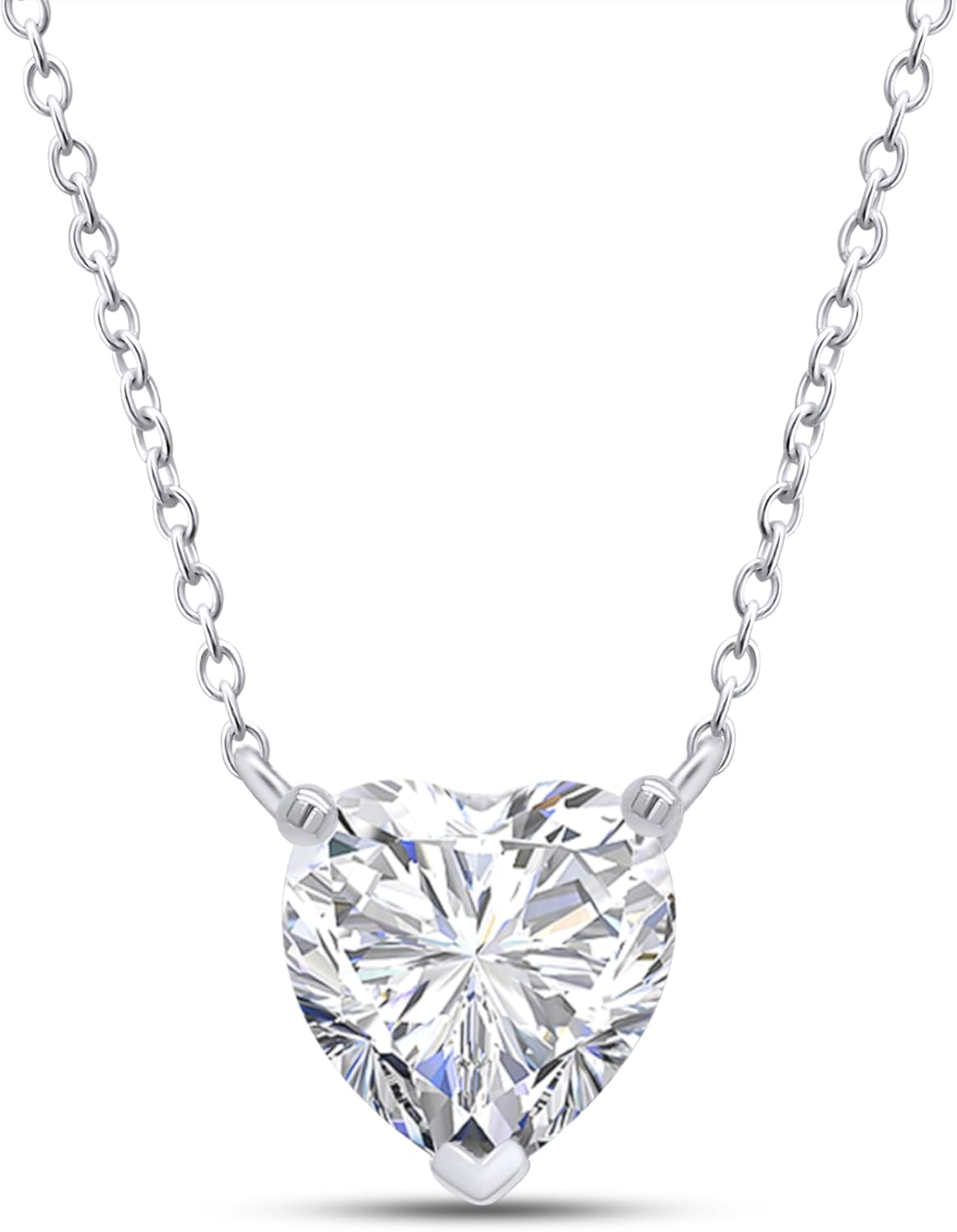 Heart Pendant Necklace for Women, 6.5MM to 9MM Lab Created Moissanite Solitaire Pendant Necklace in 14K Gold Plated Sterling Silver Jewelry for Women