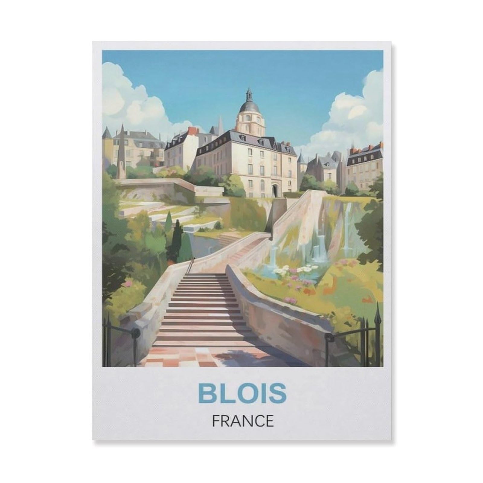 Vintage Wall Decor Metal Poster Plaque，Blois France(20x30cm）