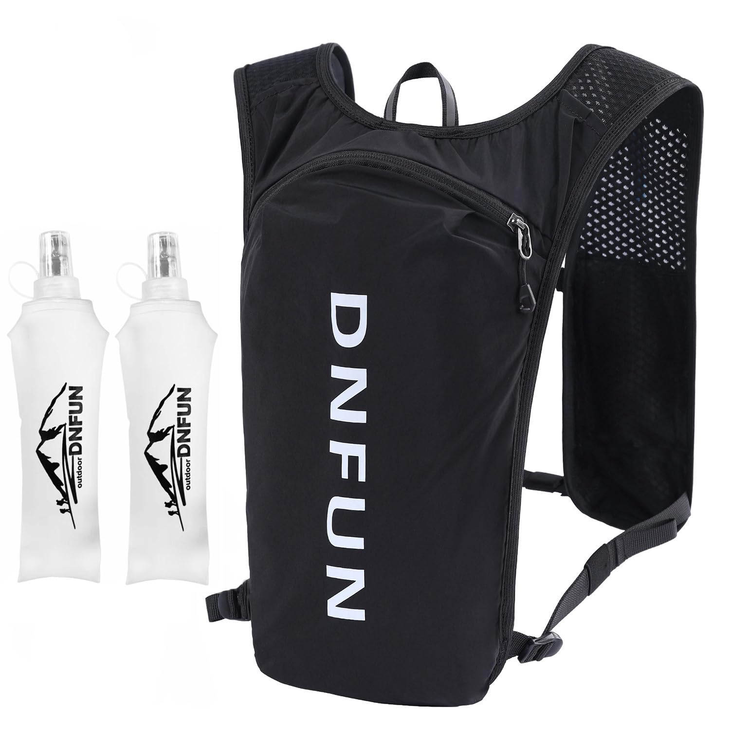 DNFUN Running Vest Women Men Running Hydration Vest with Soft Water Bottles 500ml*2 Lightweight 5L Hydration Backpack for Trail Running, Marathon,Cycling Phone Holder