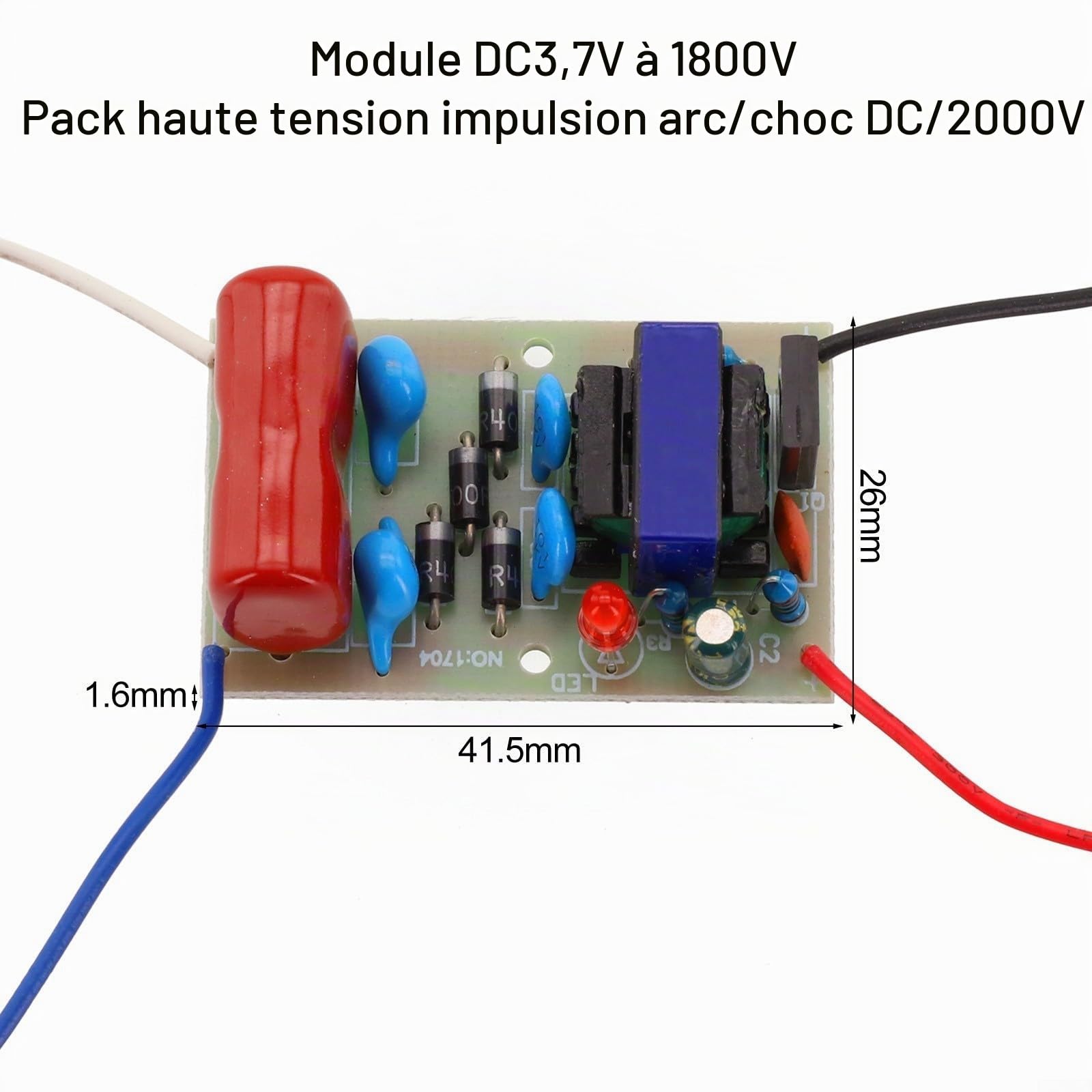 QOXEZY Module booster DC-DC 3,7 V 4,2 V 2 A vers 2000 V 2 KV Convertisseur de tension pour expériences scientifiques et instruments électroniques, taille compacte (4)