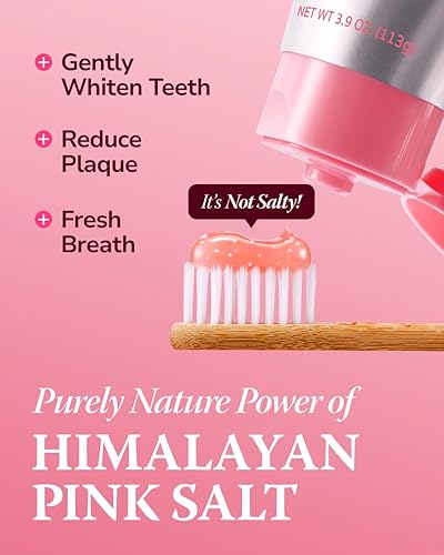 Vista 4 de HIMALAYA PINKSALT Natural Whitening Toothpaste - Fluoride Free, Natural Toothpaste for Teeth Whitening, Gum Health Care, Plaque Remover - Spearmint