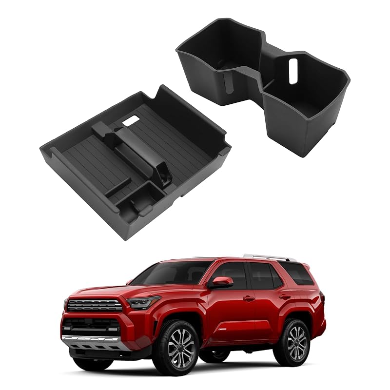 Kit organizador de console central para Toyota 4Runner 2025-2026 com bandeja e suporte de copos em silicone ECOZEN, 2 peças