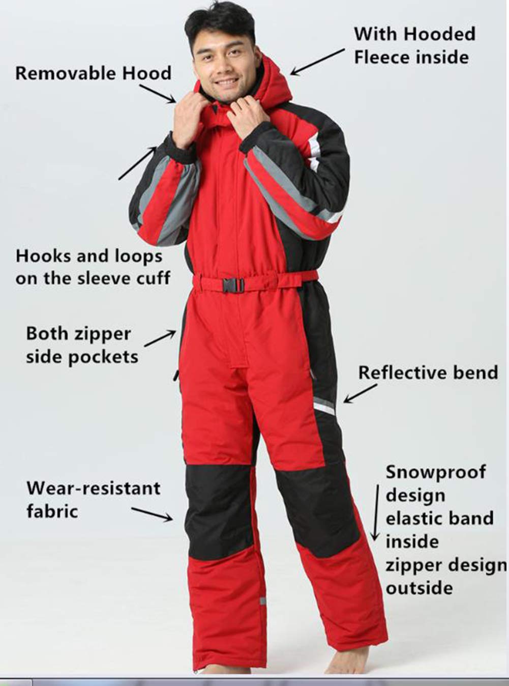 cffvdiz Traje De Esquí para Hombres, Sitios De Esquí De Una Pieza Adulto Invierno Al Aire Libre Al Aire Libre Impermeabilizable Snowsuits Monumentos Overoles para Deportes De Nieve