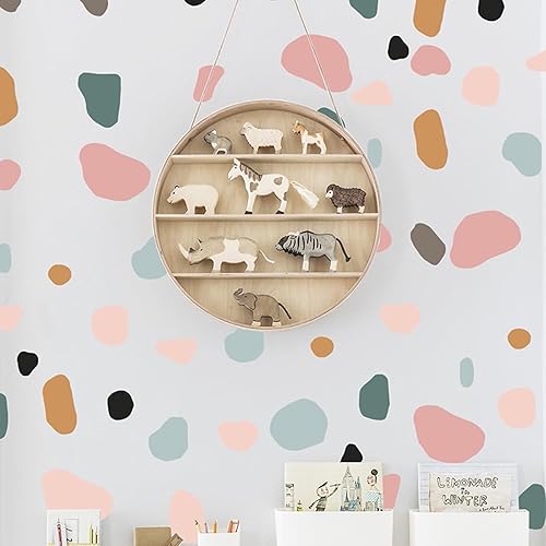Calcomanías de pared con patrón irregular, diseño bohemio, vintage, abstracto, geométrico, decoración de pared, irregular, lunares, para guardería,