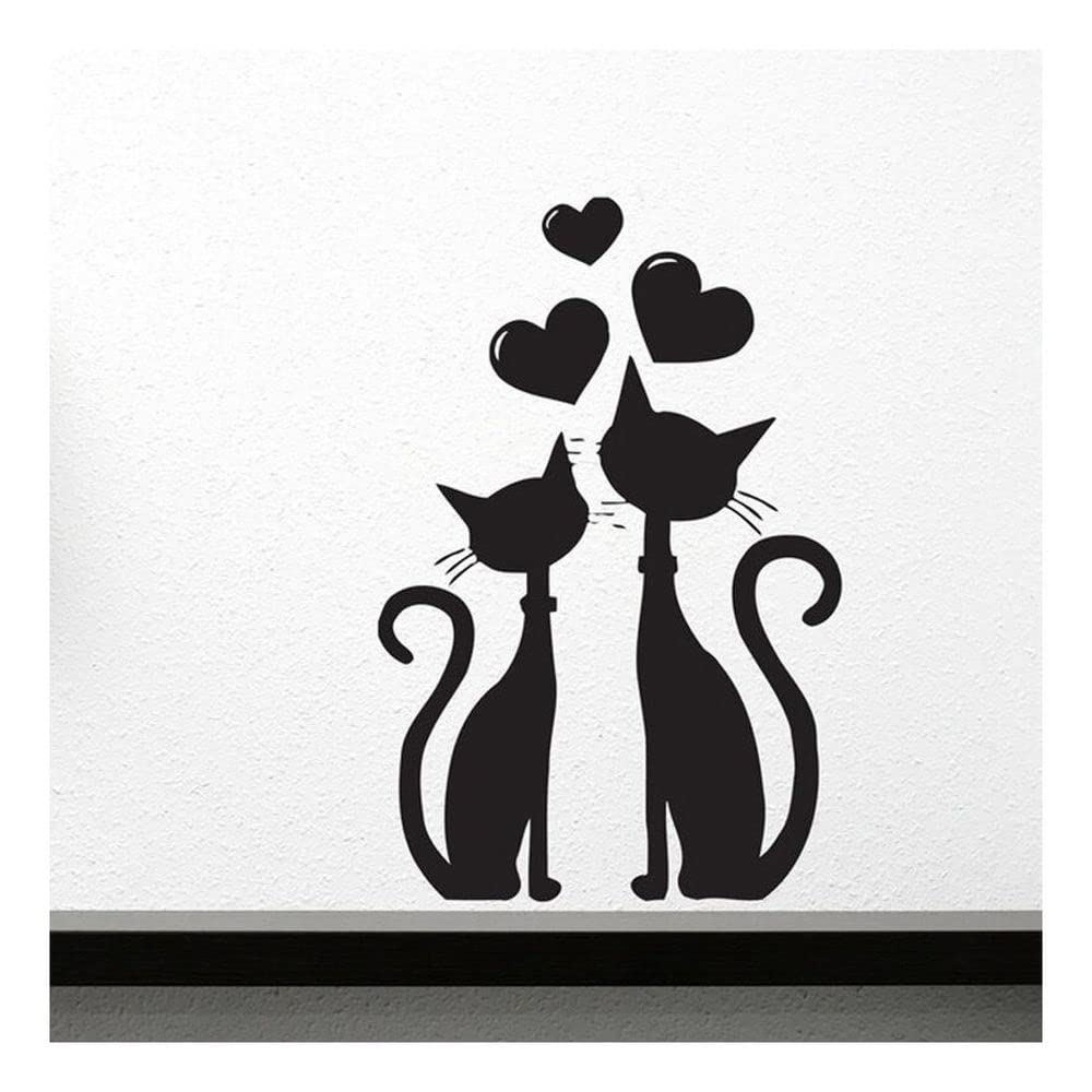 GADGETS WRAP Vinyl Cat Couple in Love Heart in March Spring Living Room Bedroom Home Decorative Wall Decoration Decal Sticker
