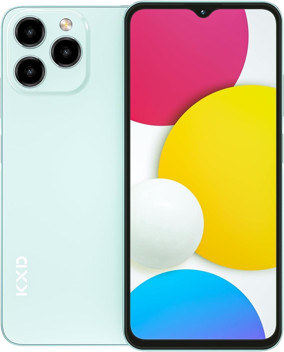 KXD A07 smartphone with Android 12, 4500mAh 10W Fast Smartphones, 13MP+8MP, 6.52Inch HD+, 6GB + 128GB/SD 256GB Mobile Phone, Fingerprint/Face ID, 4G Dual SIM Phone - Green