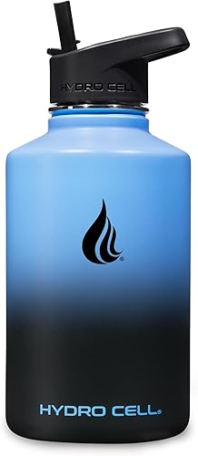 Miniatura 9 de HYDRO CELL Botella de agua aislada de acero inoxidable con pajilla, para bebidas frías y calientes, termo deportivo de metal con tapa de rosca y