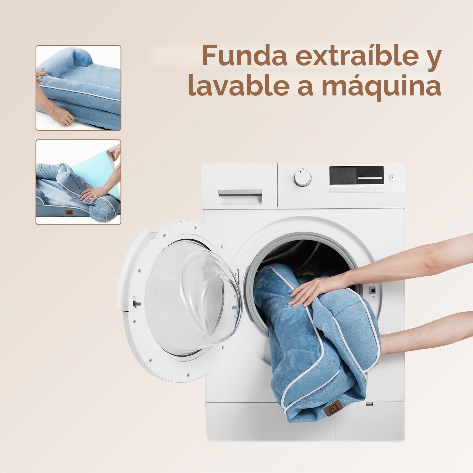 EHEYCIGA Cama Perro Grande 104x68x16cm, Colchon Perro Grandes Impermeable Lavable con Espuma Viscoelástica, Sofá Perro Desmontable, Azul