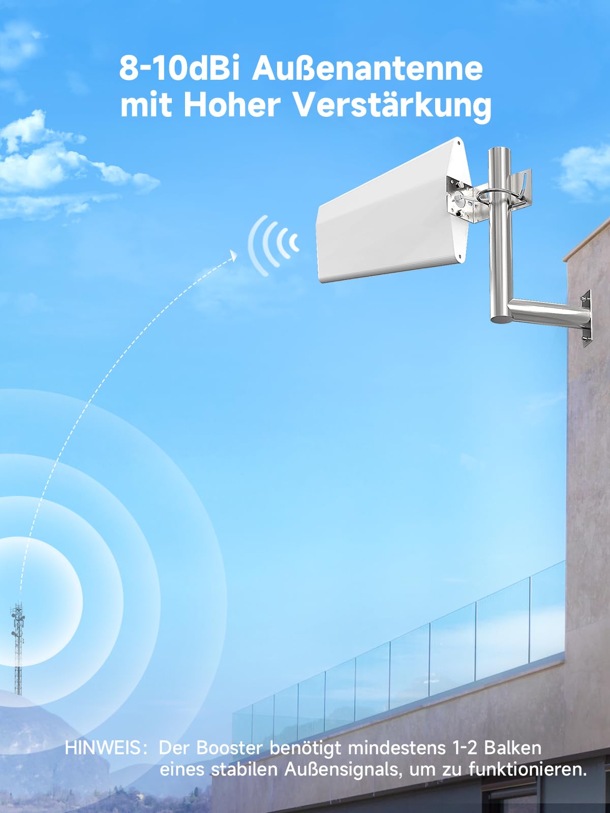 ANNTLENT LTE Verstärker Empfangsverstärker Handy mit Bildschirm Band 1/3/7/8/20 Unterstützt Alle Deutschen Betreiber O2 | 4G 3G 2G GSM Repeater 70 dB Hohe Verstärkung Einstellbar