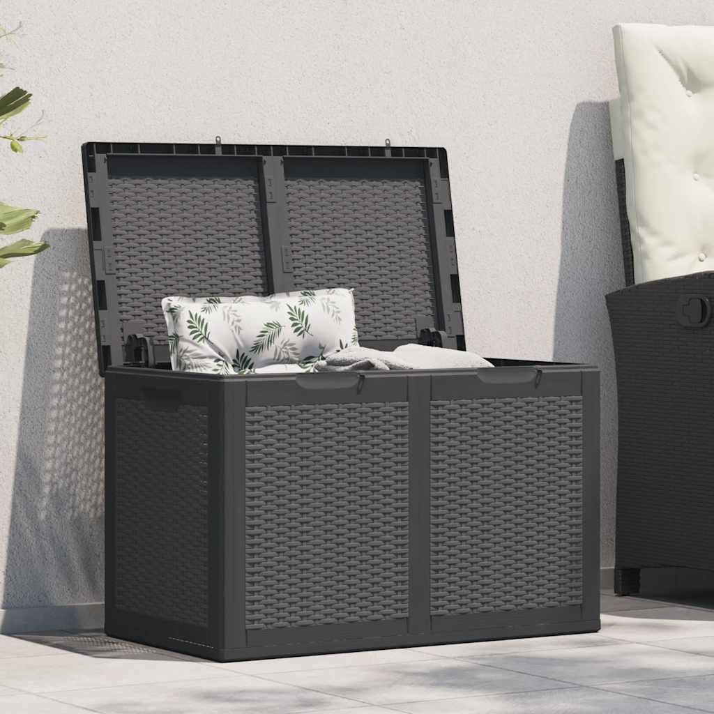 Generico Baule da Giardino 180 L Nero in Rattan PP,Mobili da Giardino,Cassapanche da esterno-151228