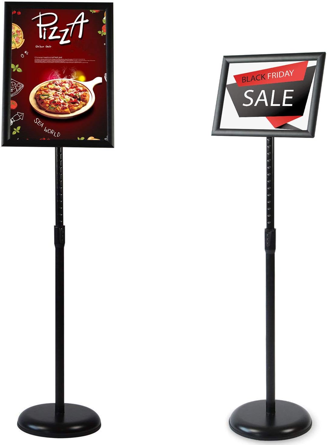 GUOHONG A3 Poster Stand Adjustable Stainless Steel Replaceable Advertising Rack Sign Stand Black