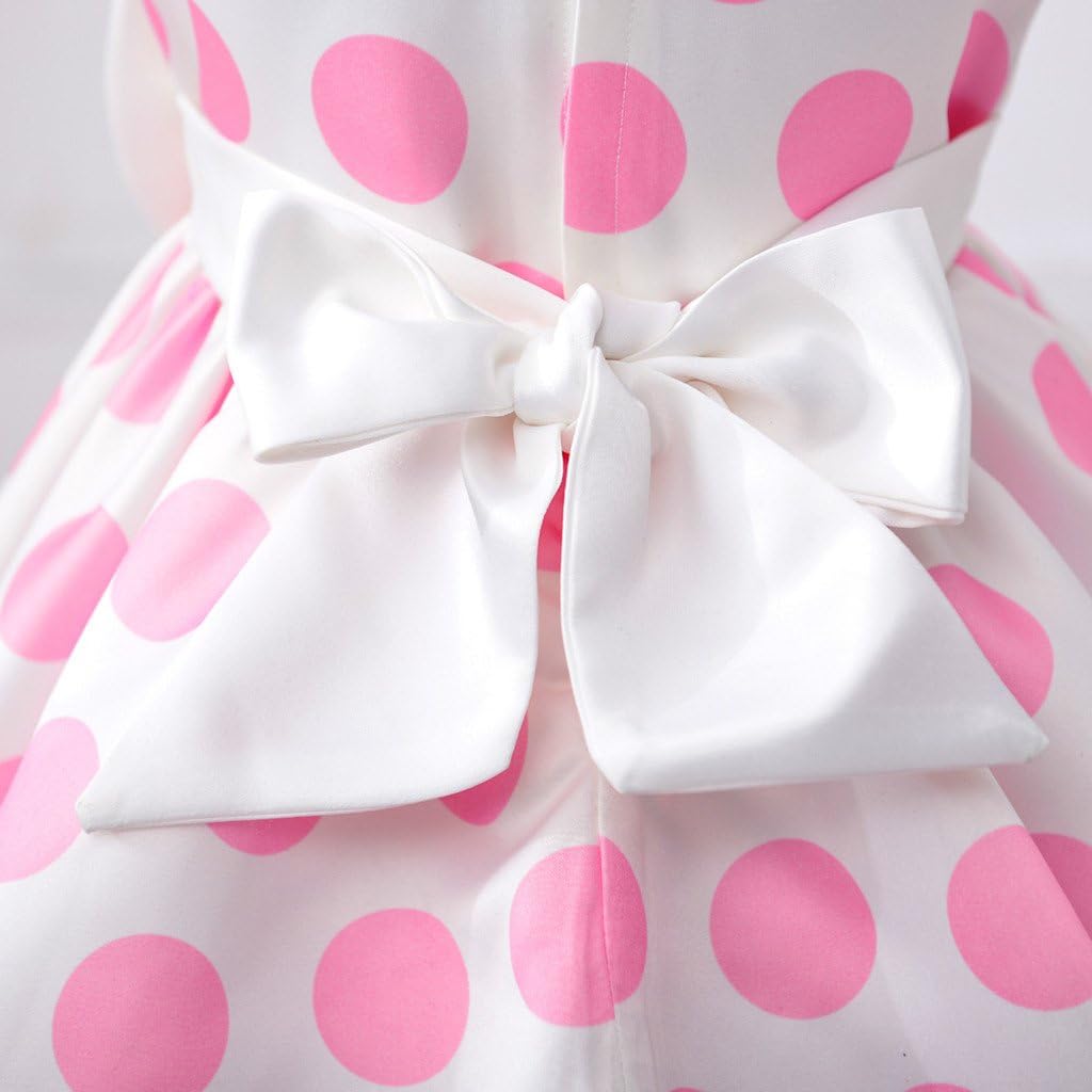 DreamHigh Toddlers Polka Dot Skirt Cap Sleeves Flowers Girl Vintage Bow Dress