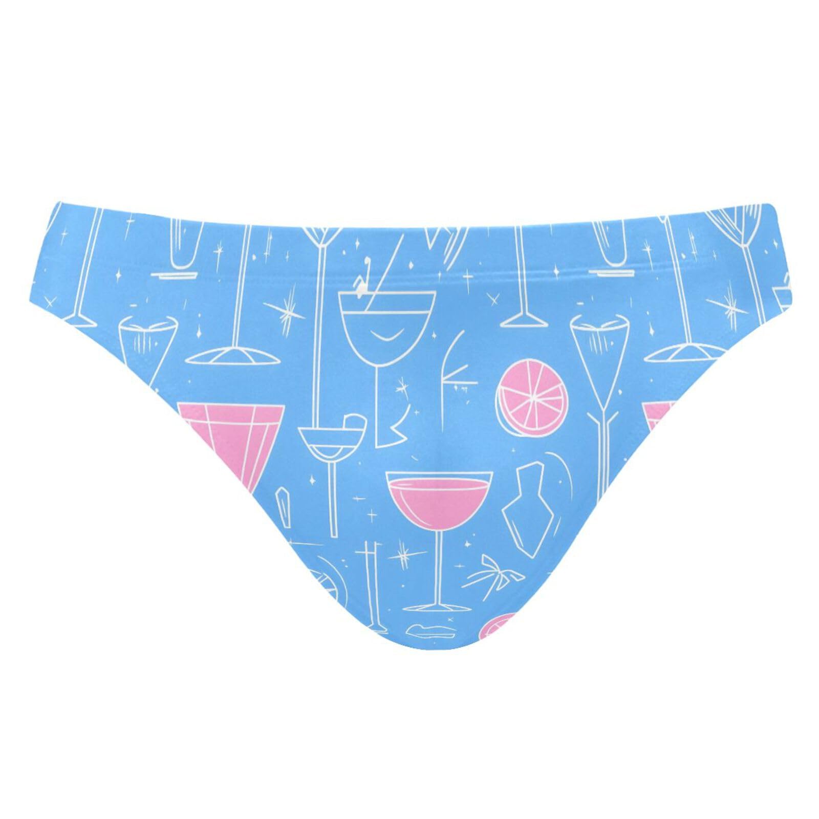 UMIRIKO Men's Pink Cocktail Glass Swim Briefs Bikini Swimsuit S 202b8354