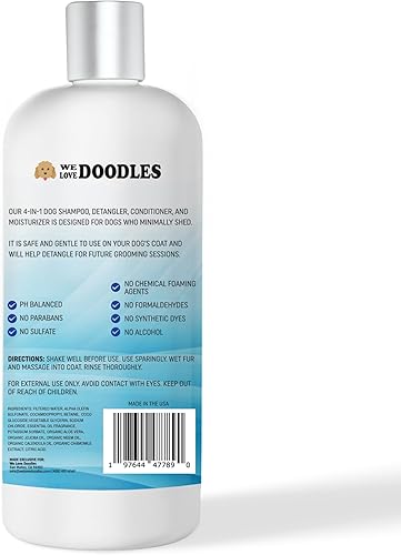 Miniatura 6 de USDA - Champú, acondicionador y desenredante orgánico para perros, el mejor champú para Goldendoodles, caniches y garabatos, para cabello de